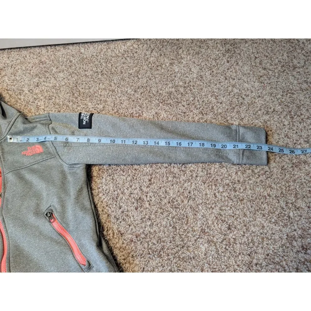 The North Face Girls Full Zip Fleece Hoodie Heather Gray Pink Size M 10/12